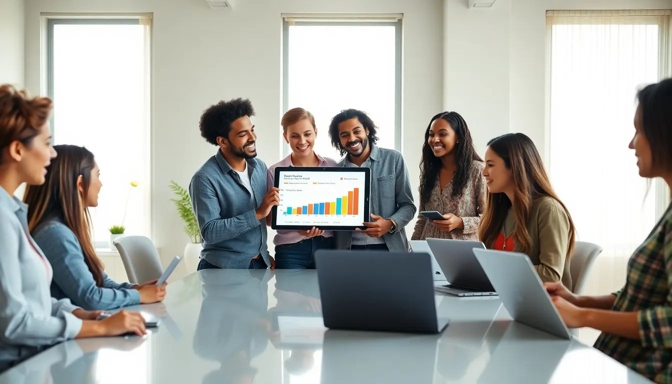 diverse millennials strategizing financial solutions in a modern office setting.