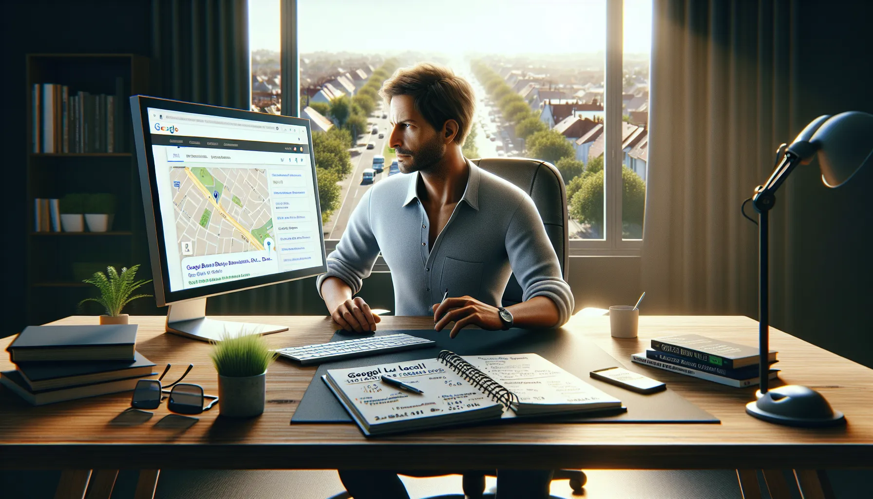 French small-business owner studies Google results showing strong local competition in Fontenay-sous-Bois.