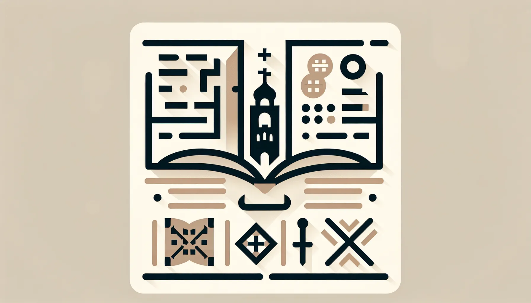 Open book with Croatian historical symbols in minimalist style
