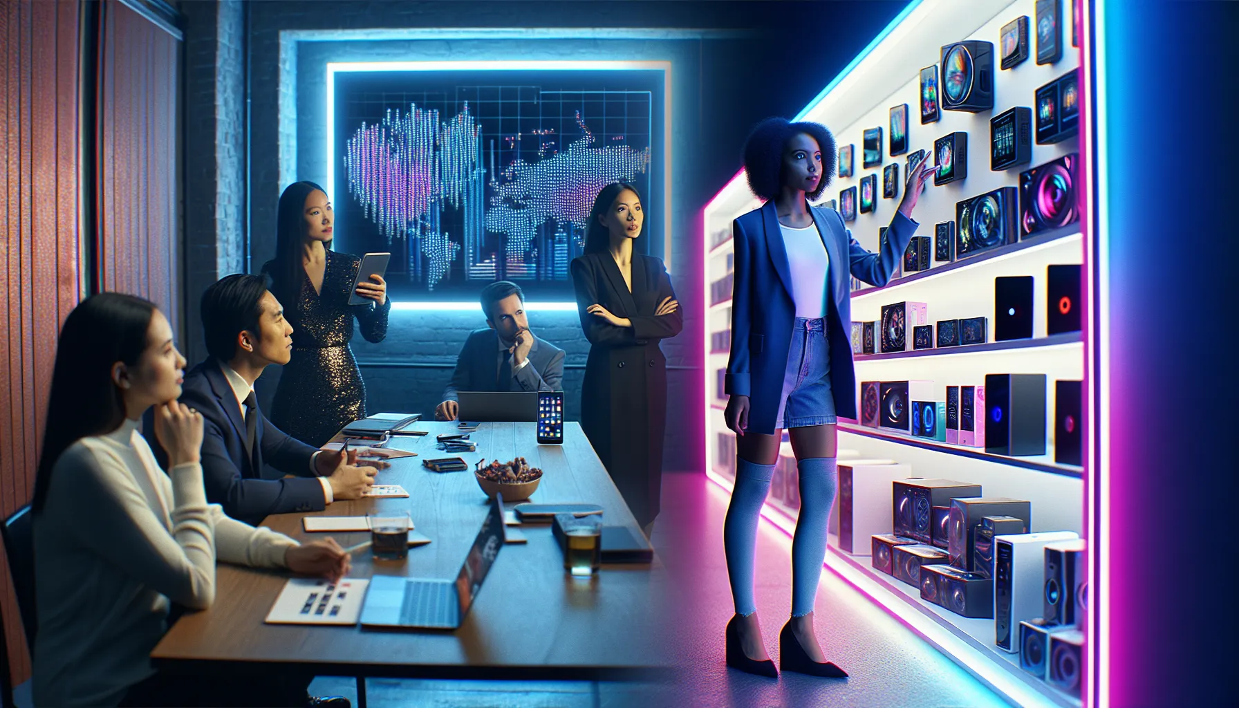 A split image of professional teamwork vs. casual shopping environments.