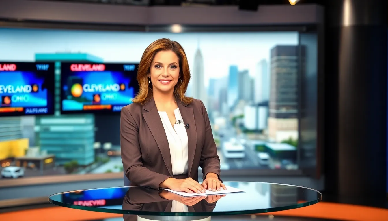 Stefani Schaefer in a modern news studio.
