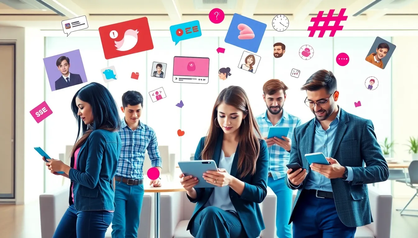 diverse group exploring viral culture in a modern workspace.