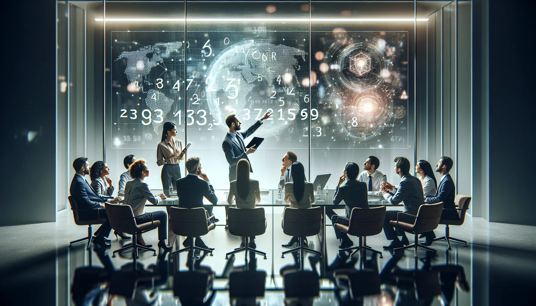 diverse professionals discussing unique identifiers in a modern office.