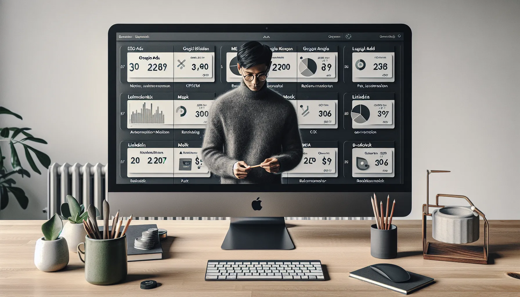 Norwegian marketer adjusts channel budgets on a dashboard with nok ranges.