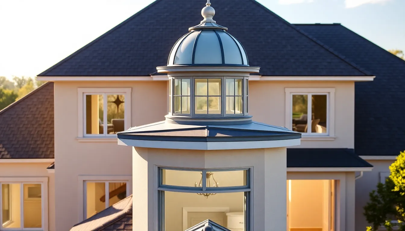 modern cupola atop a stylish American home.