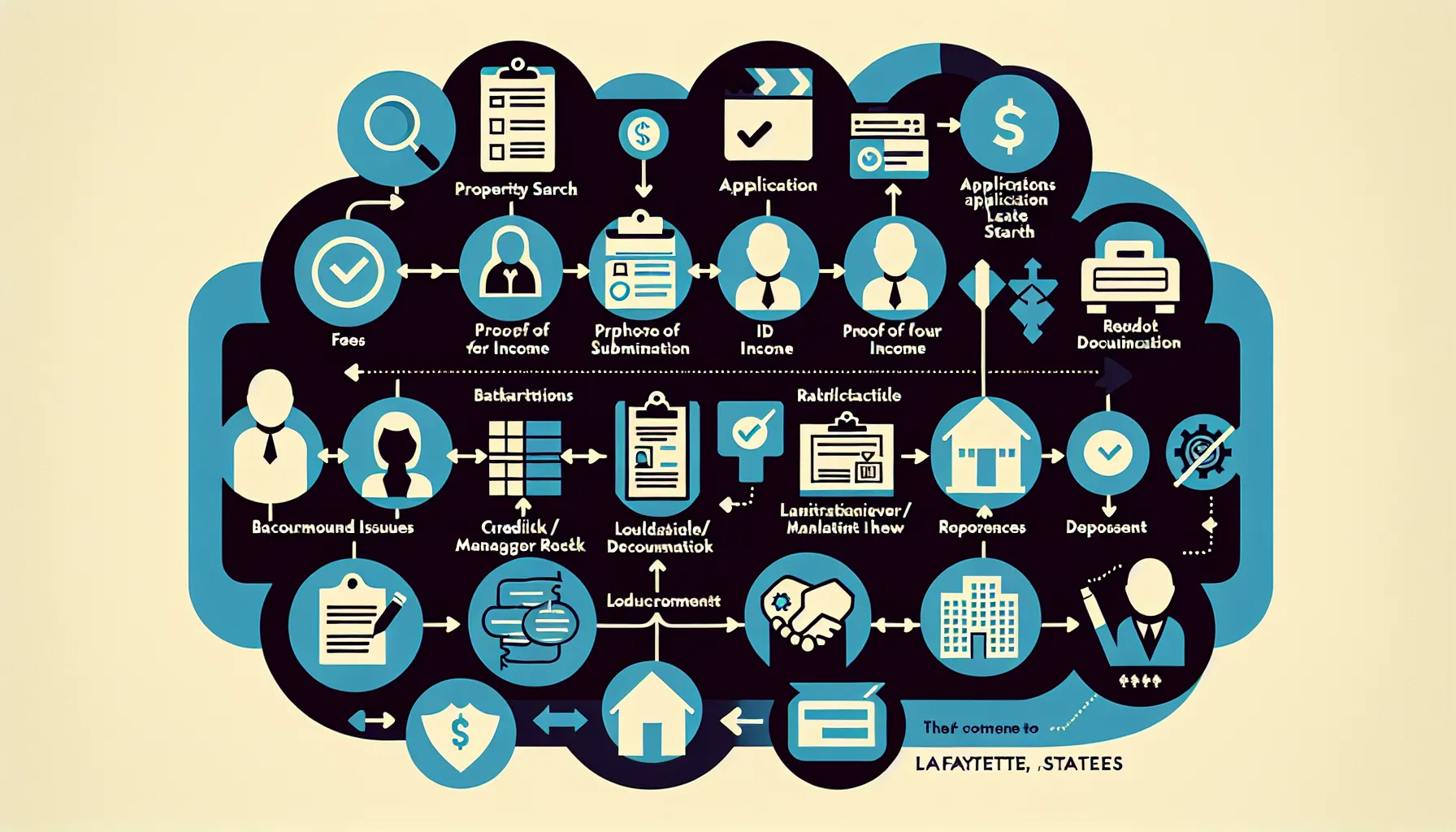 step-by-step illustration of the Lafayette rental application process