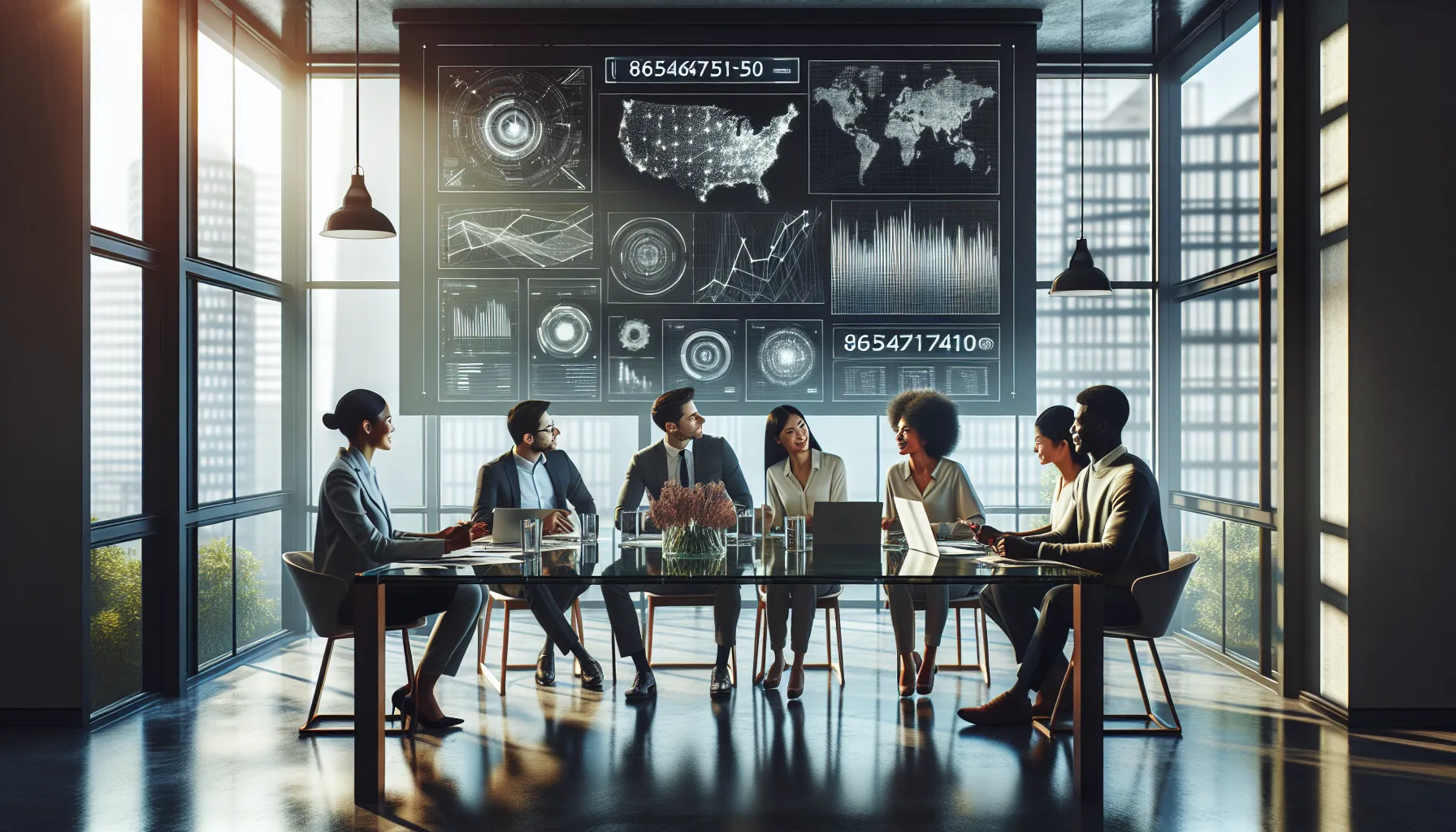 diverse team discussing data management in a modern office.