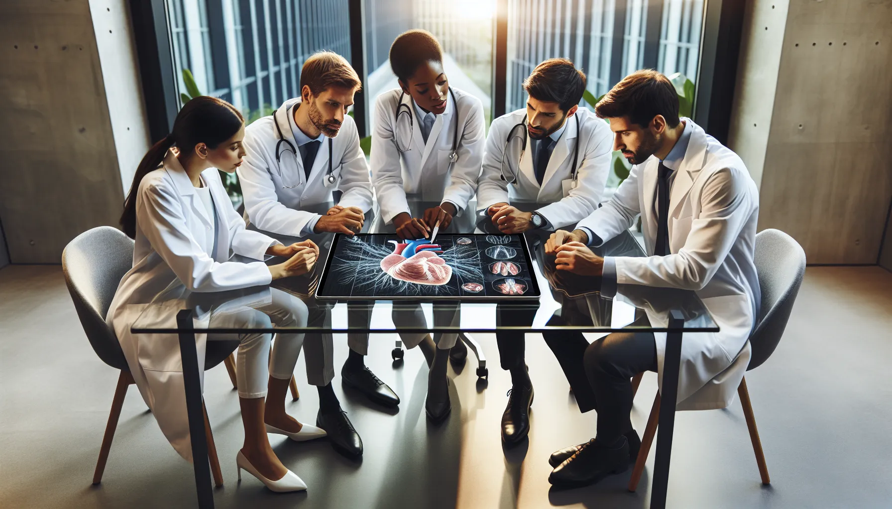 medical team discussing hjärtkonventering in a modern office.