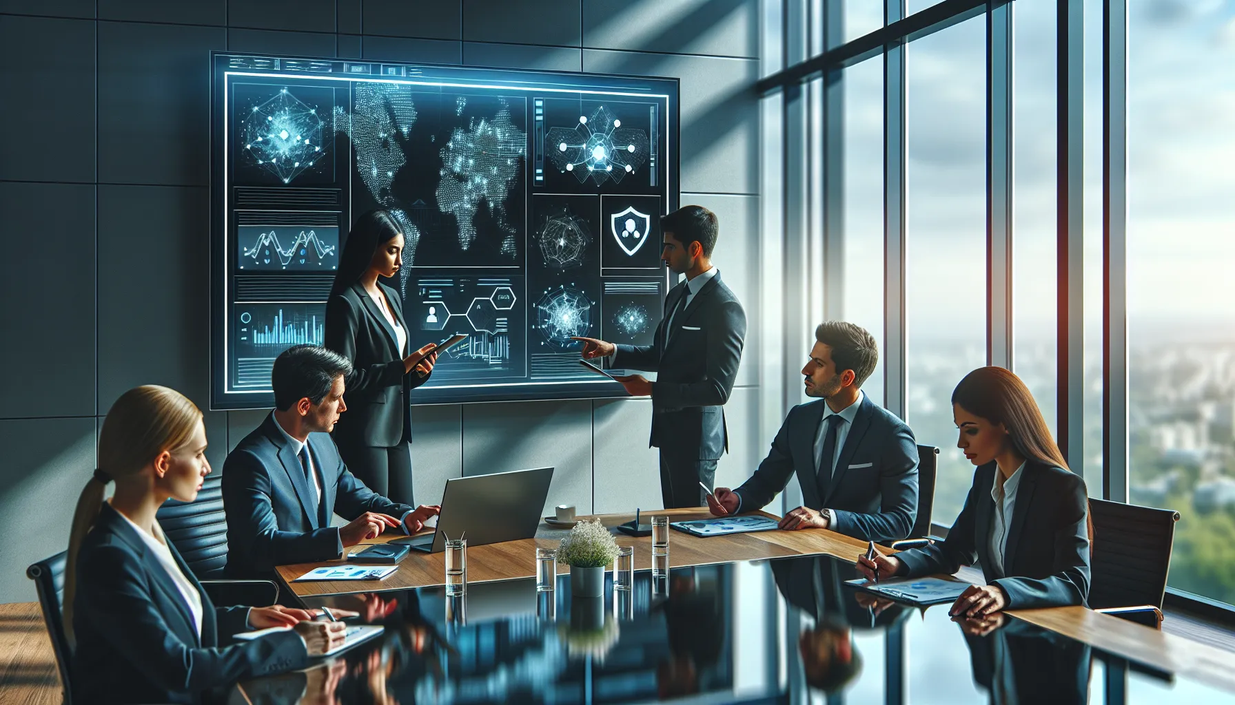 diverse cybersecurity team discussing IP address security risks.