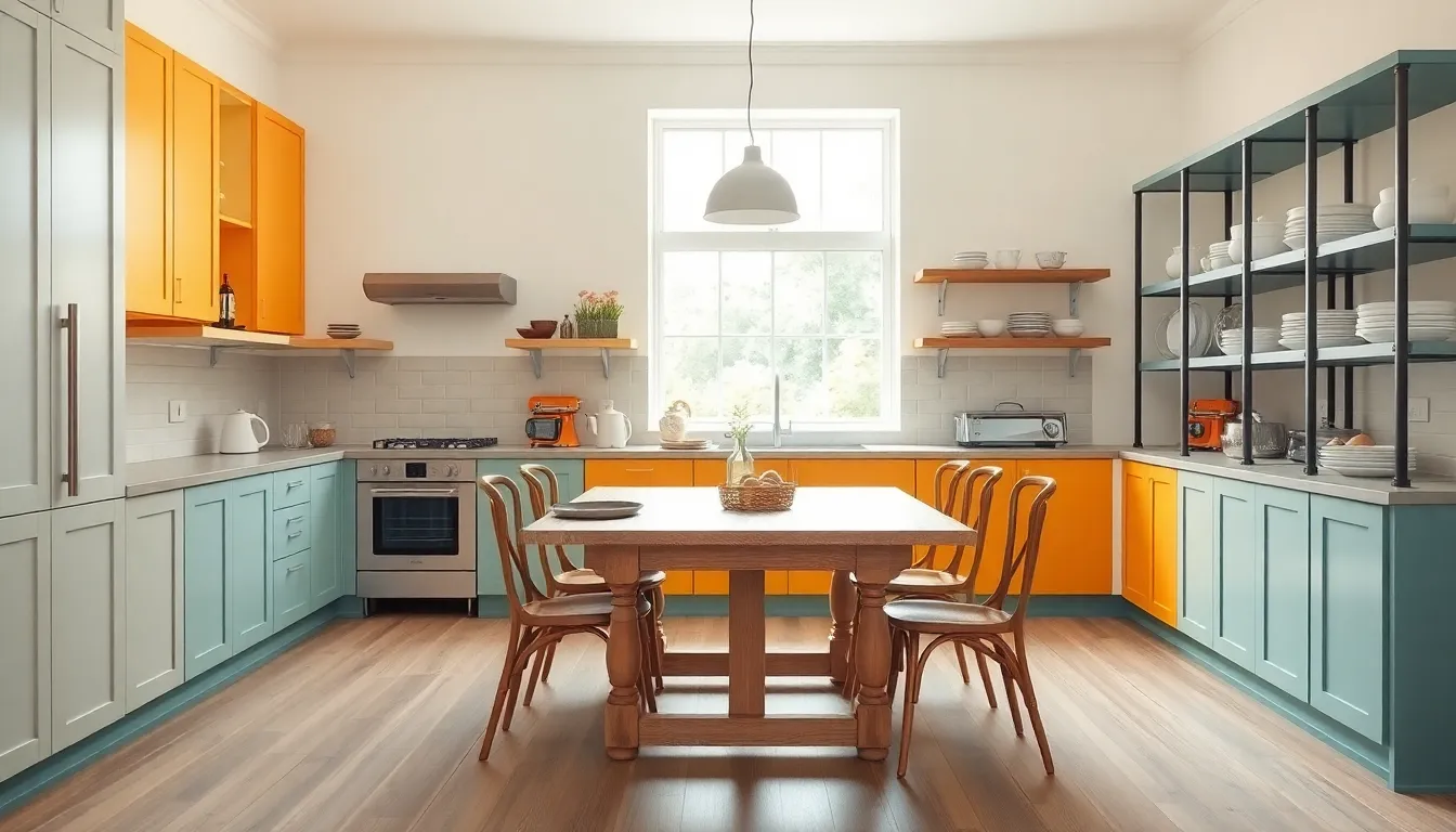 stylish kitchen blending modern and vintage design elements.