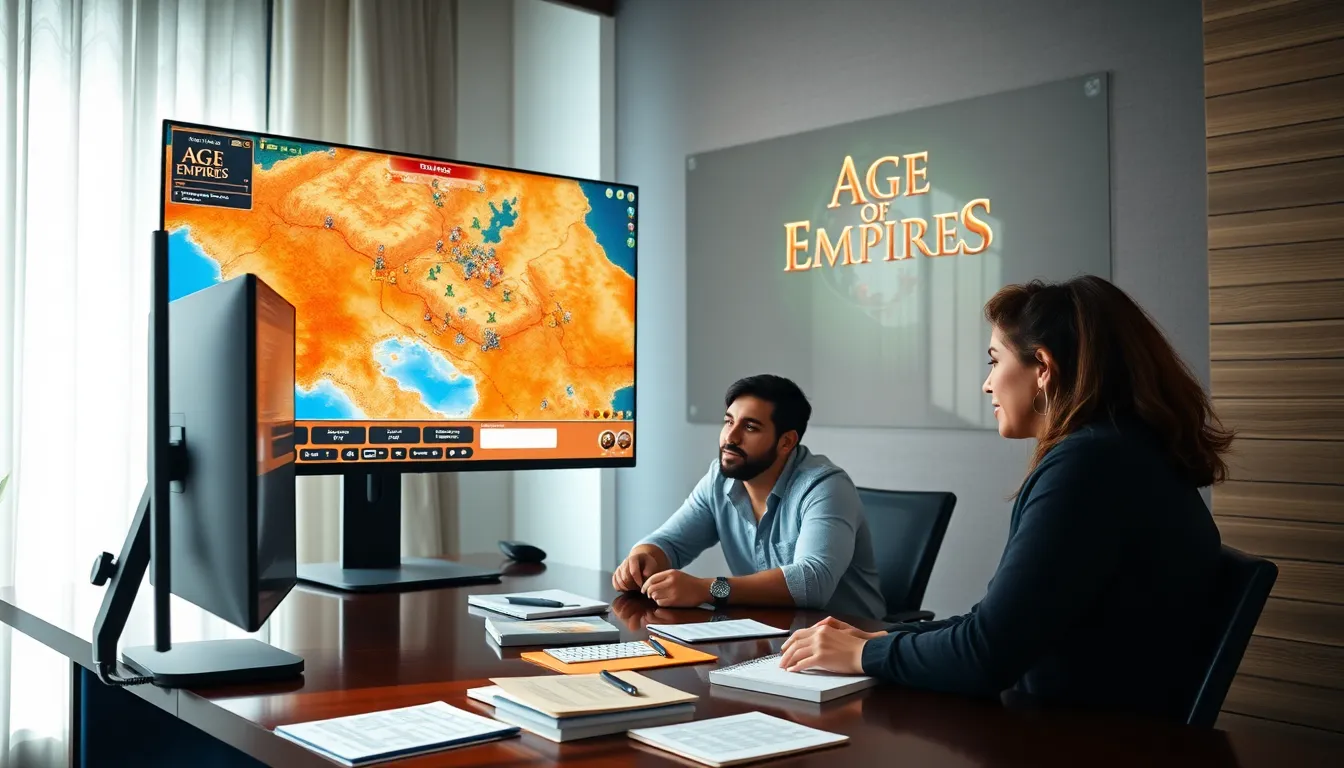 diverse gamers discussing strategies in a modern gaming setup.