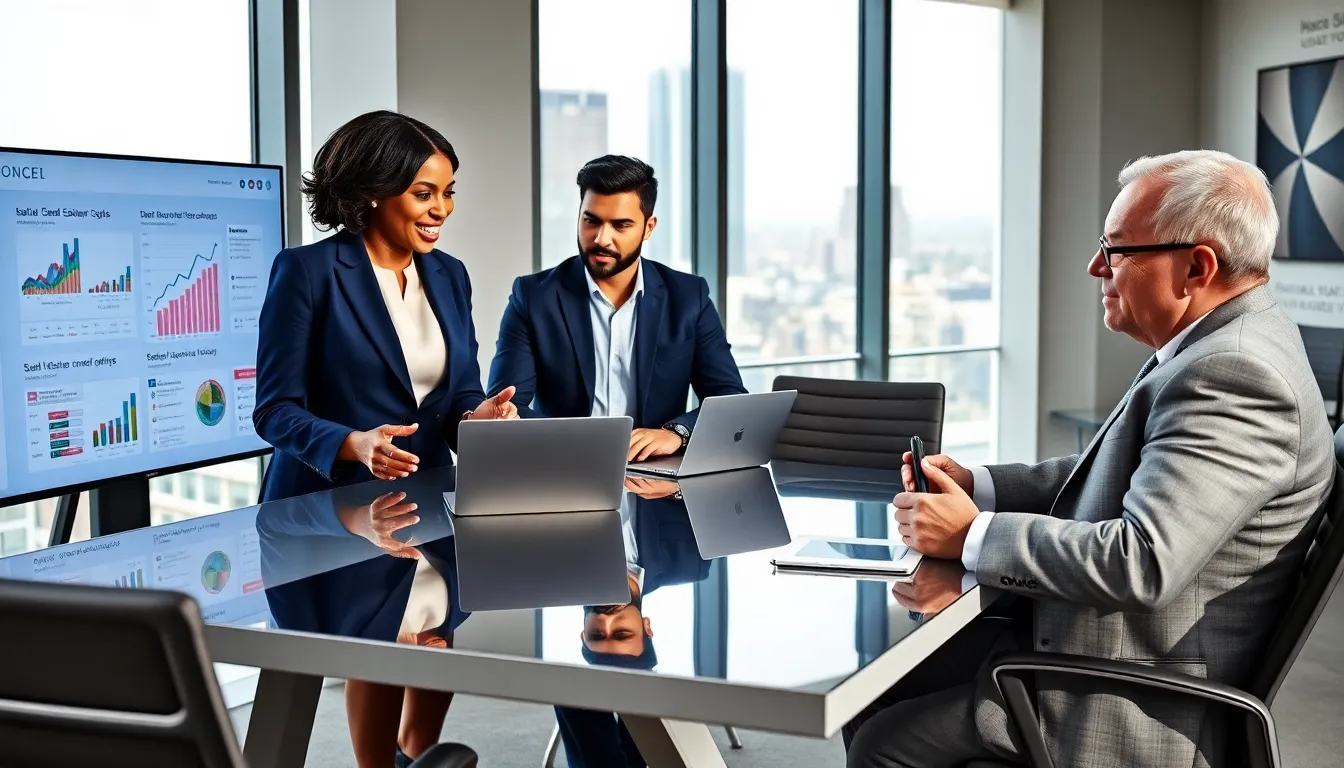 a diverse real estate team collaborating in a modern office setting.