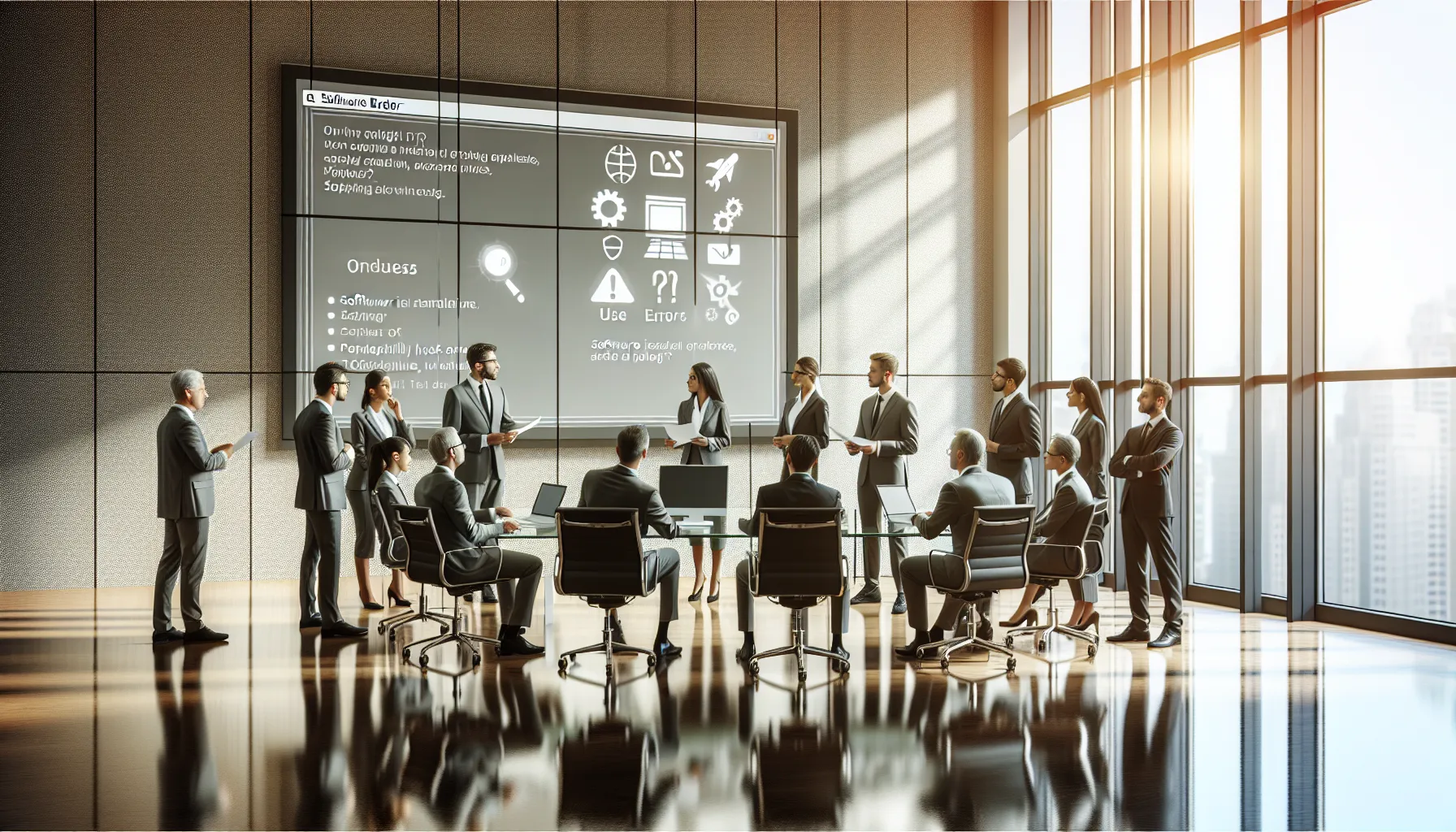 IT professionals troubleshooting GDTJ45 Builder installation issues in a modern office.