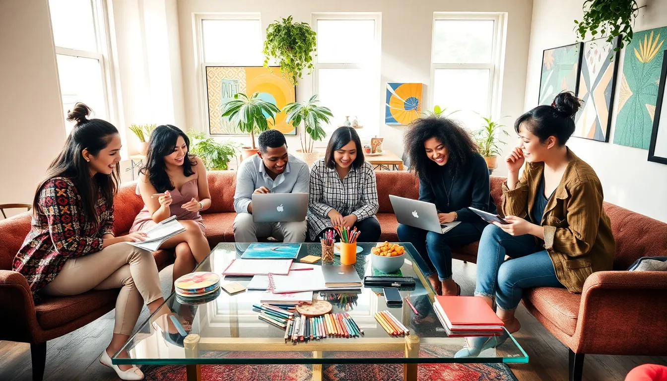 diverse group in a creative workspace embracing authenticity.