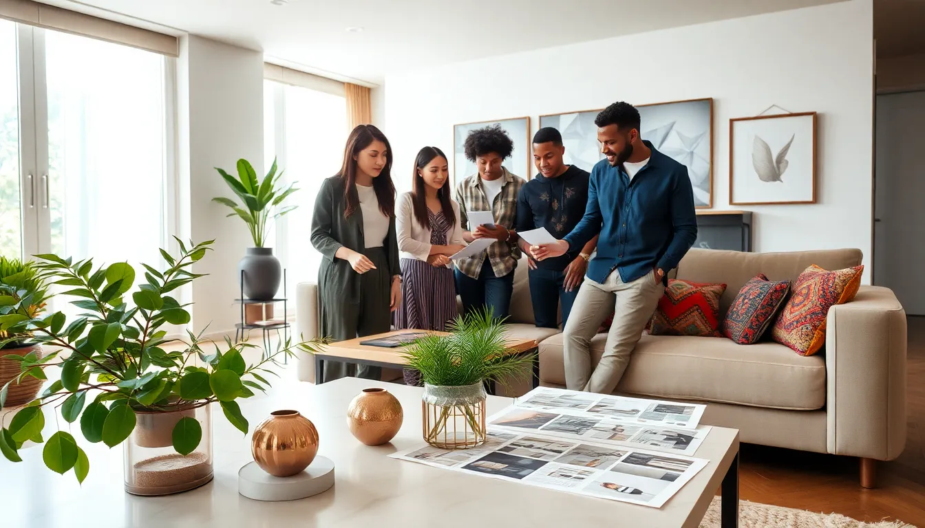 a collaborative design discussion in a modern living space.