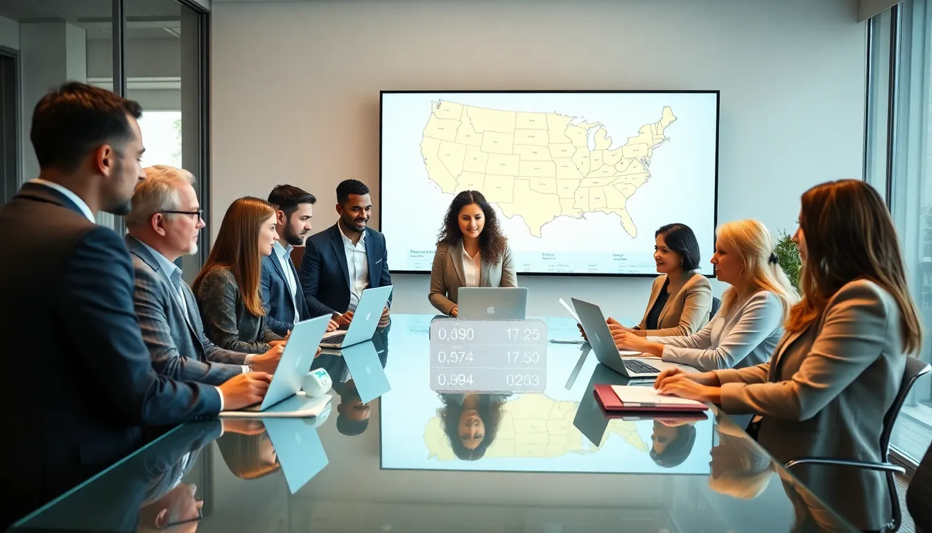 diverse business team discussing phone number significance in a modern office.