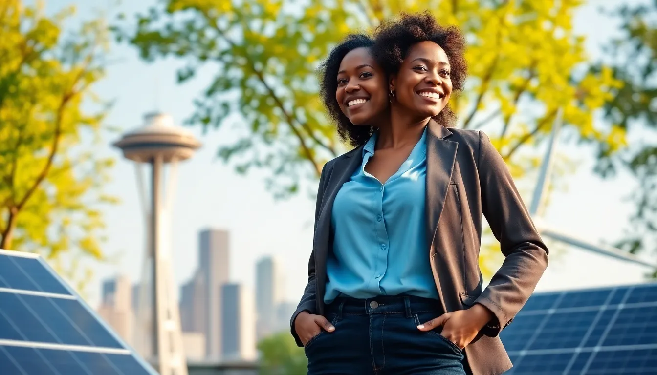 Naomi Bennett standing in Seattle, highlighting her leadership in renewable energy.