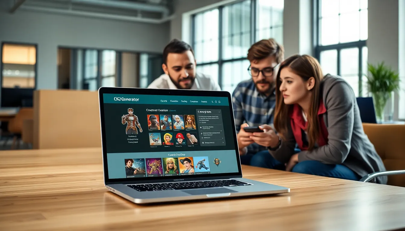 professionals engaging with the CK2 character generator on a laptop.