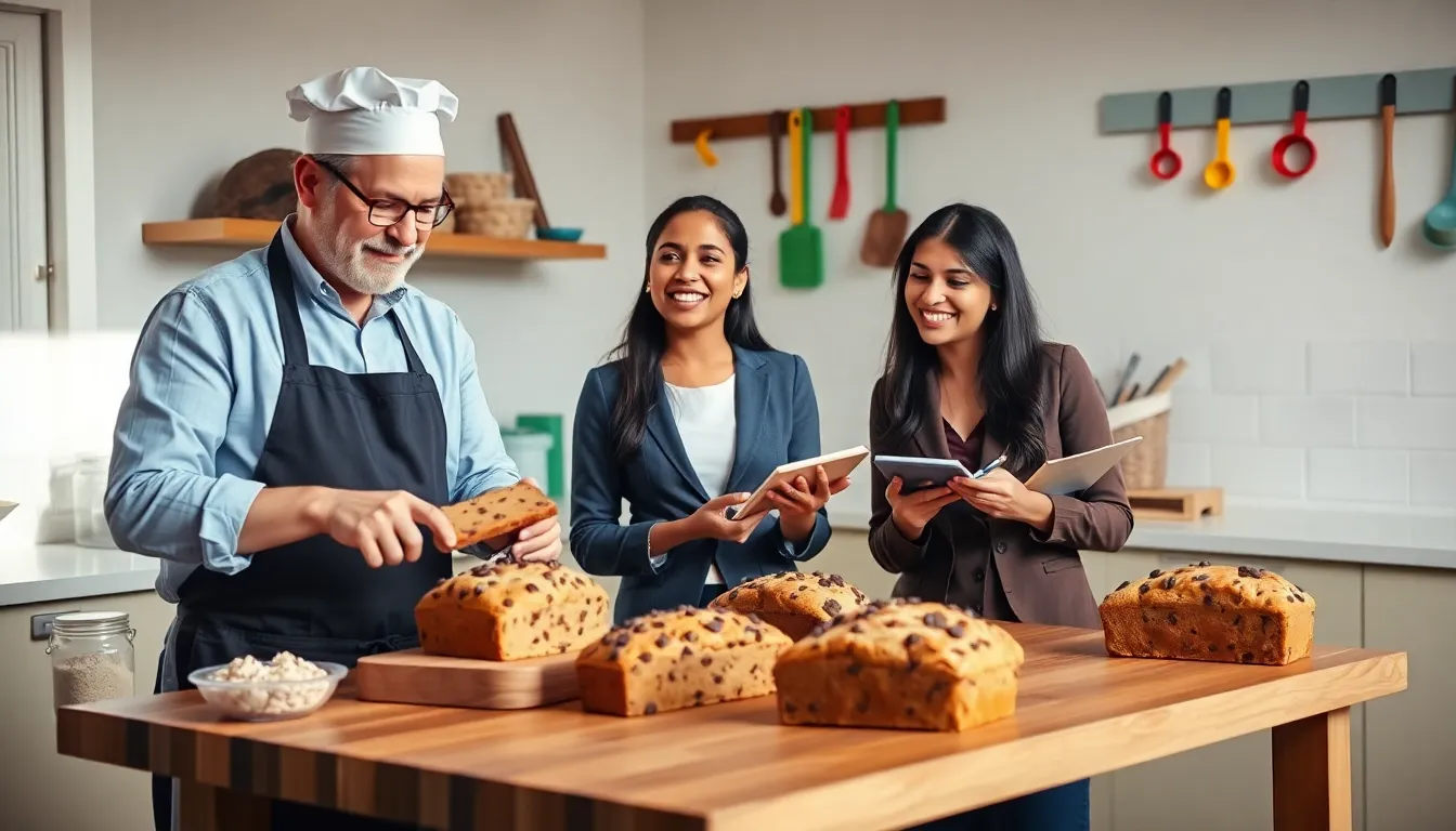 professionals enjoying Cookies For Love bread in a cozy kitchen setting.