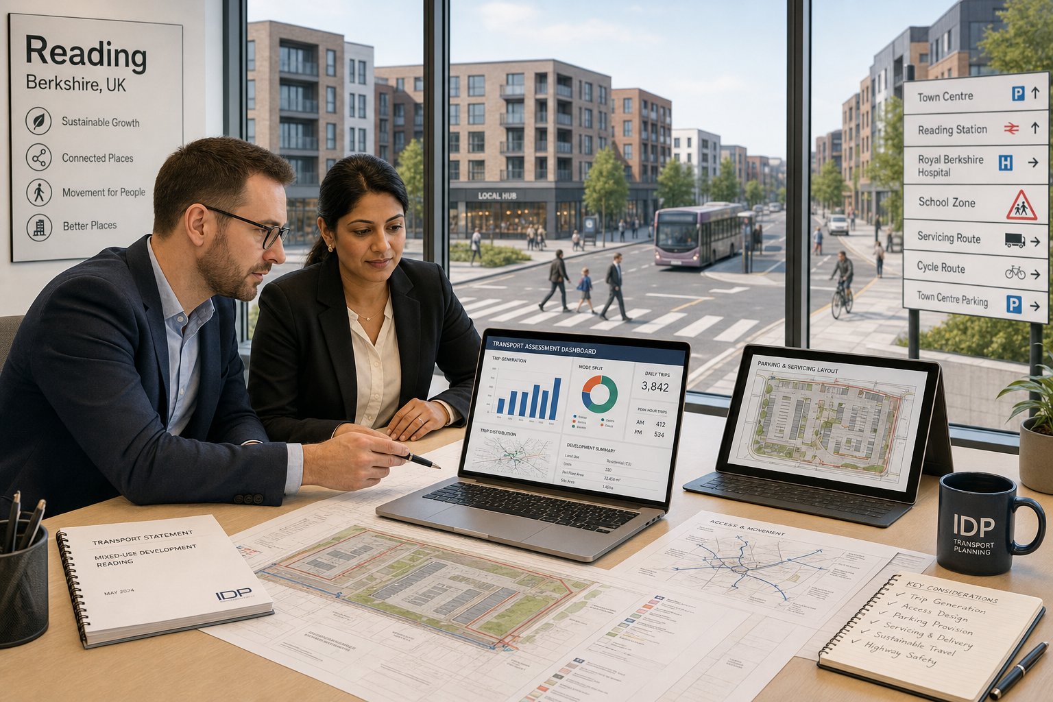 Traffic engineer reviewing planning and transport impacts for a UK development site.