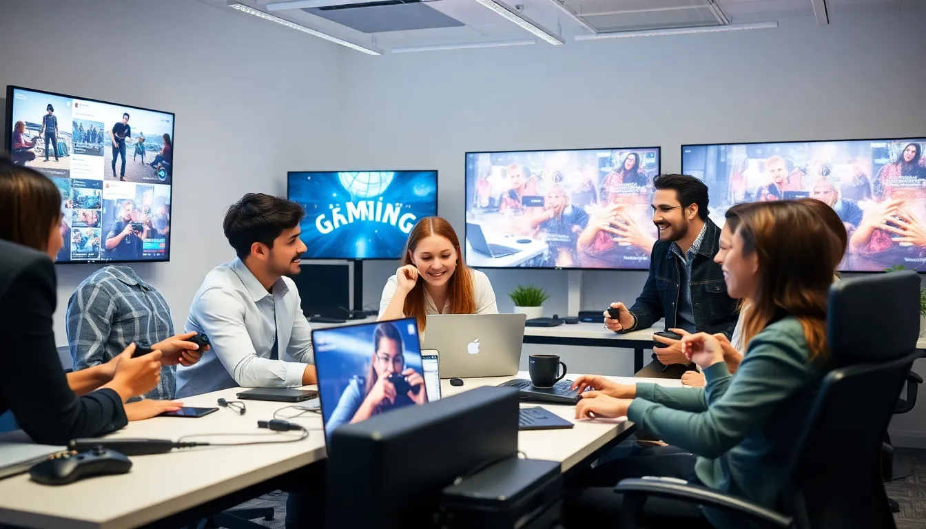diverse group engaged in a lively discussion about gaming culture.