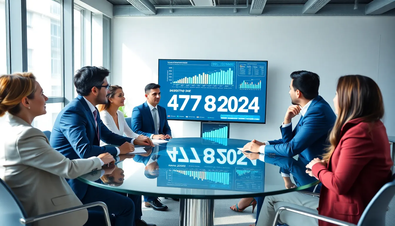 diverse professionals collaborating in a modern office about data analysis.