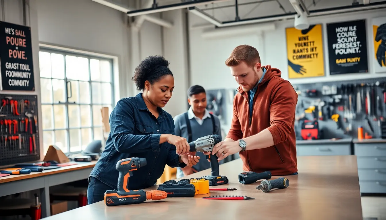 professionals collaborating in a modern workshop with quality tools.
