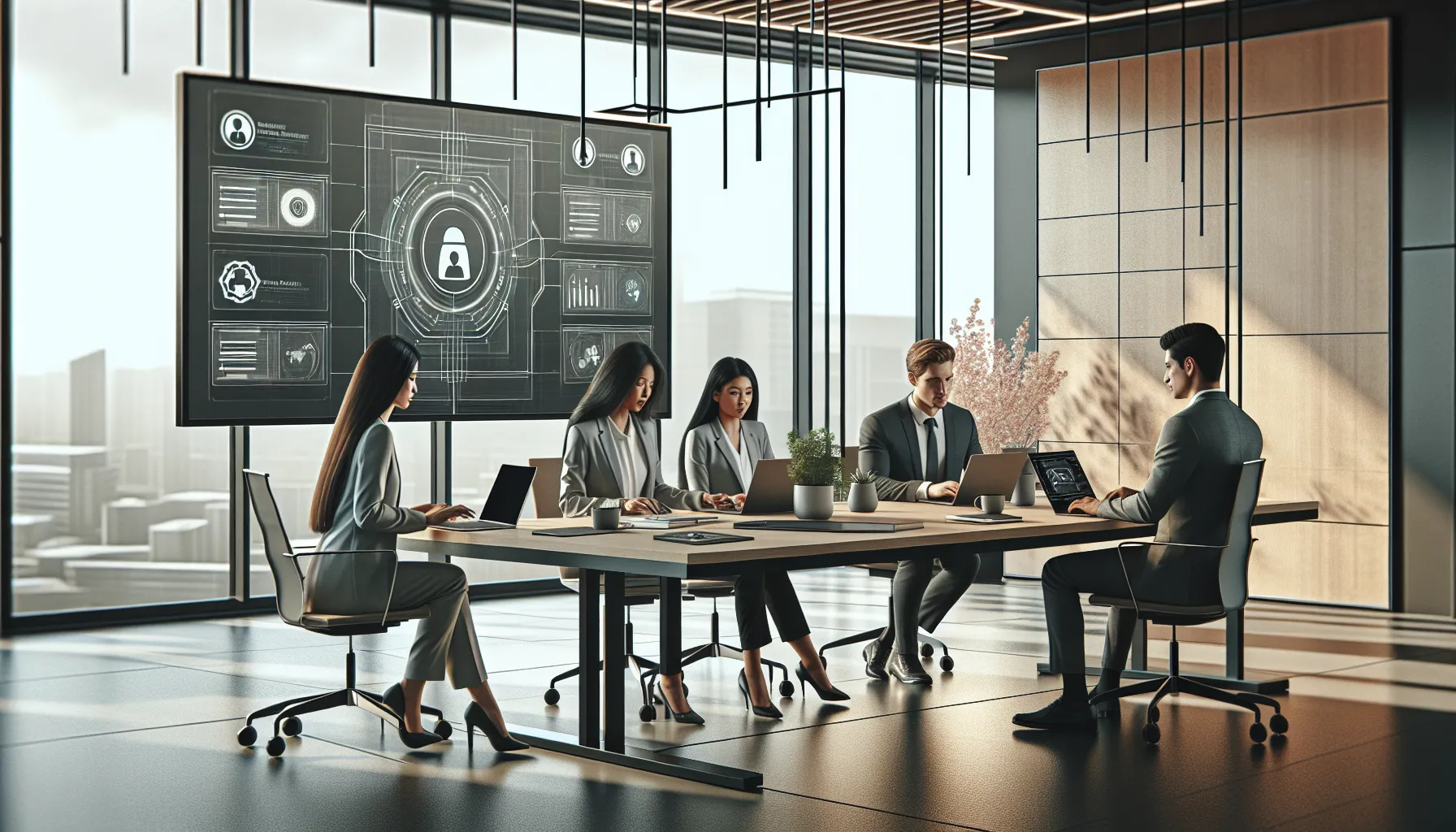 diverse team collaborating on identity management in a modern office.