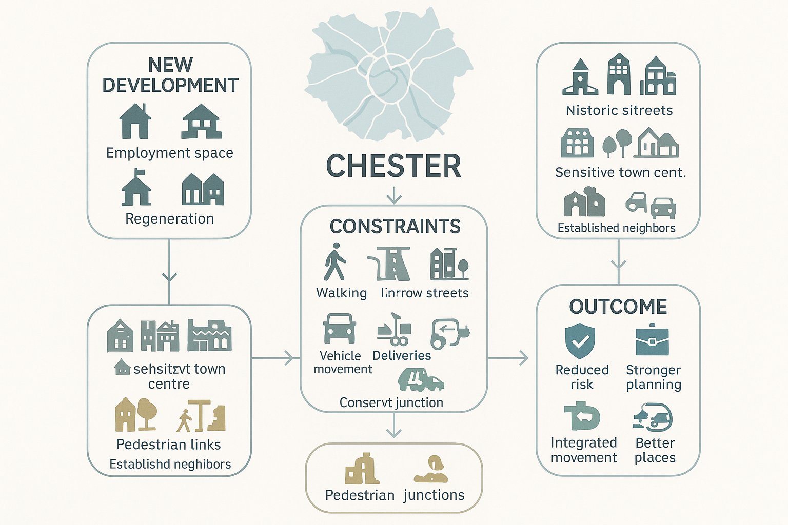 Infographic showing how transport planning supports development in Chester.