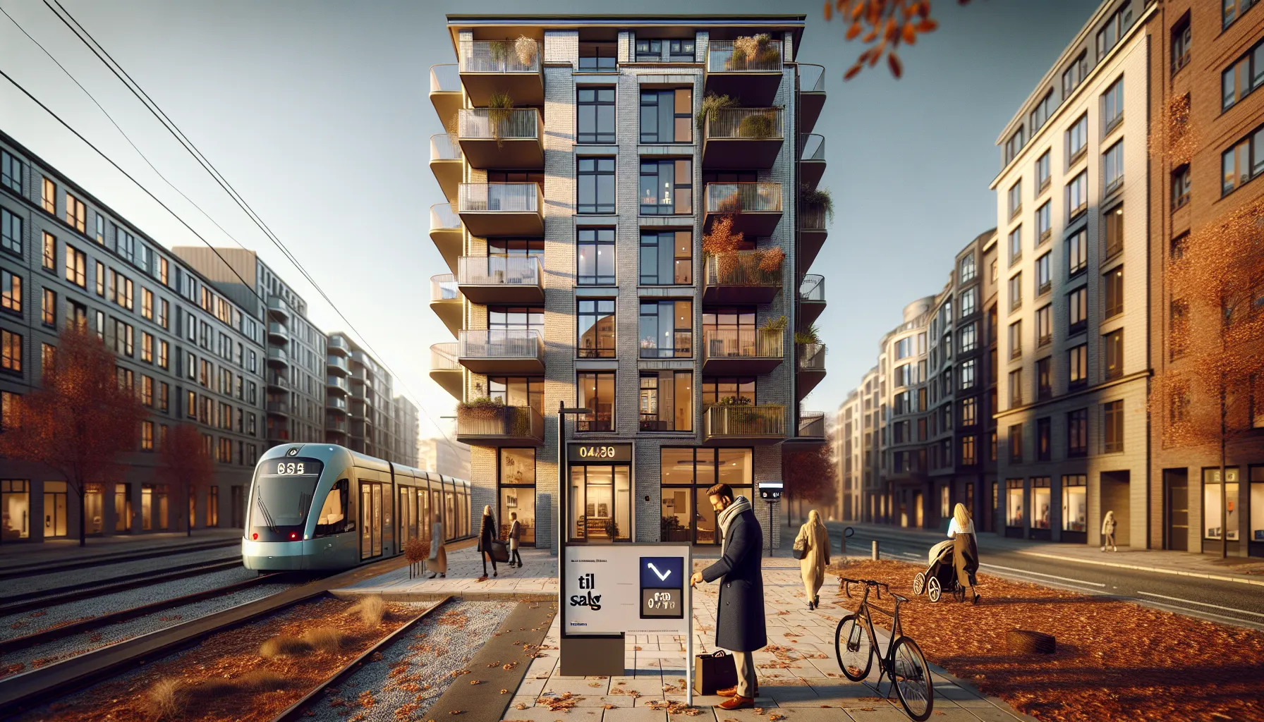 Hvordan påvirker kollektivtransport boligprisene i byene? 2 Oslo apartment for sale steps from a t-bane station at golden hour.