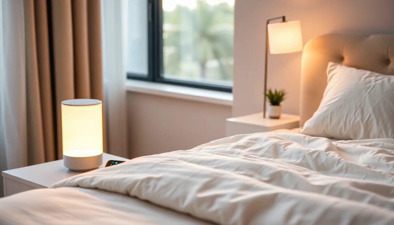 modern bedroom with sleep gadgets enhancing relaxation.