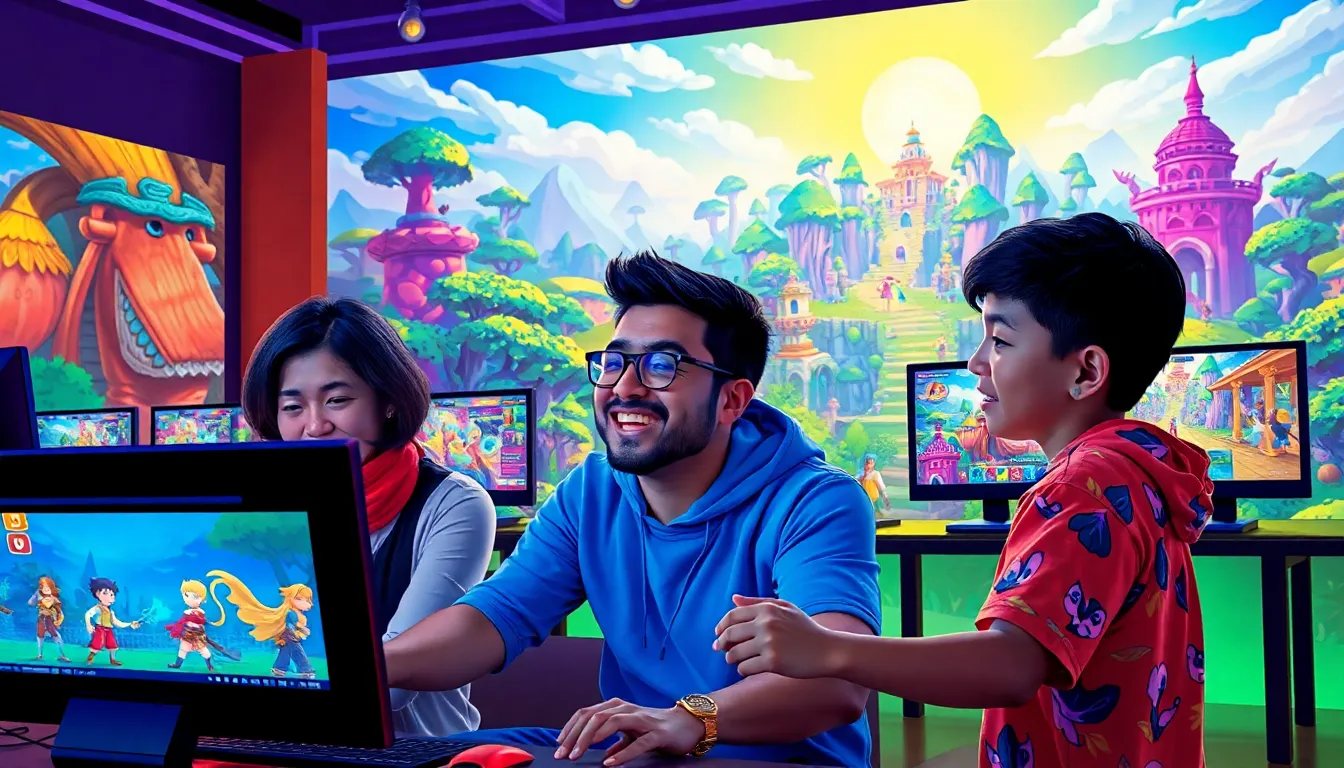 diverse gamers exploring the vibrant world of Fiesta MMORPG.
