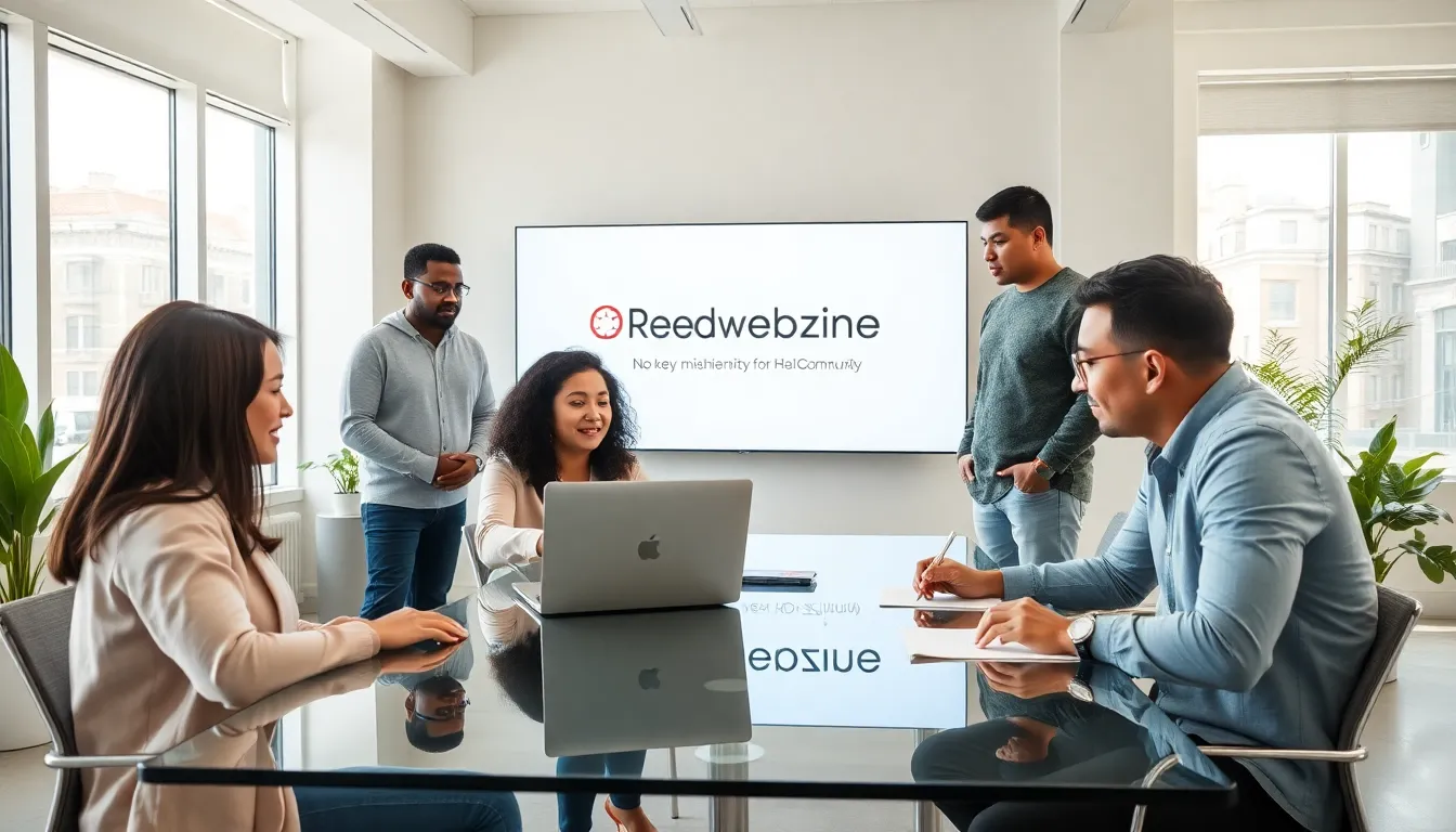 diverse team collaborating in a modern office setting.