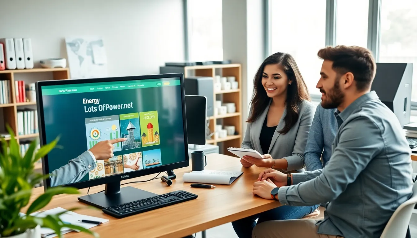 professionals discussing energy management in a modern workspace.