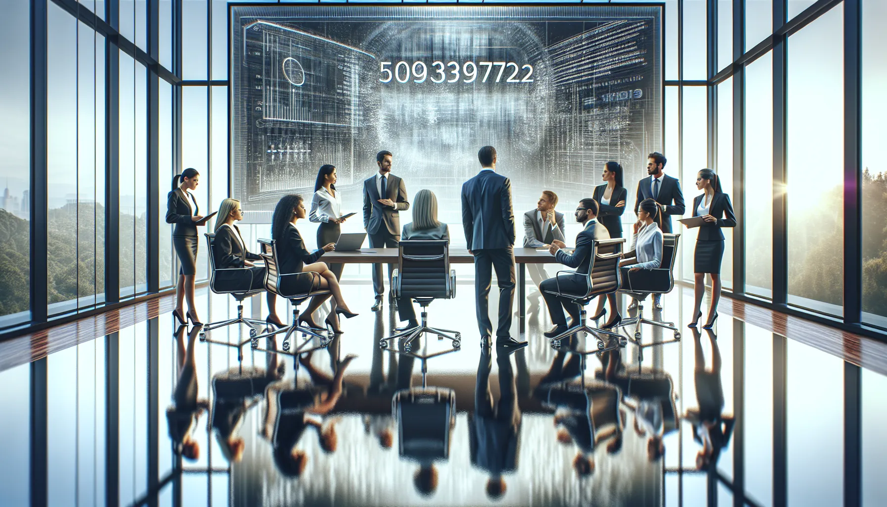 diverse professionals discussing numerical data in a modern office.