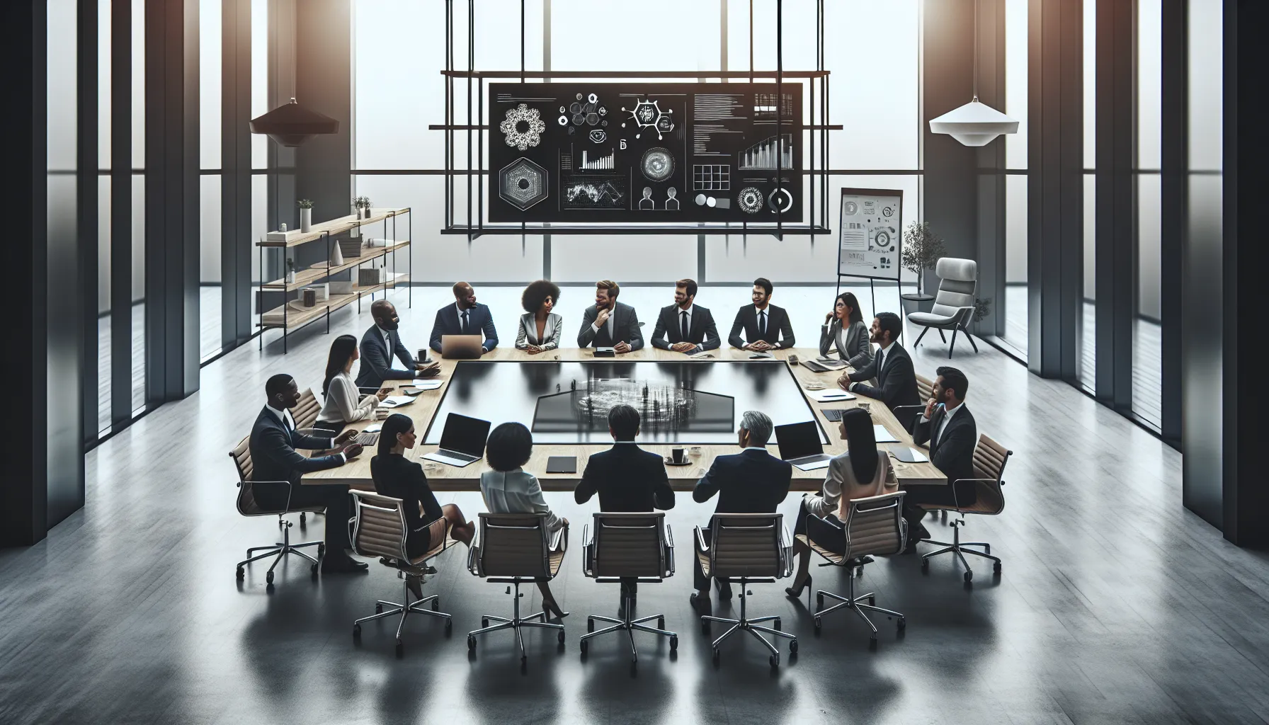 diverse team discussing innovative frameworks in a modern office.