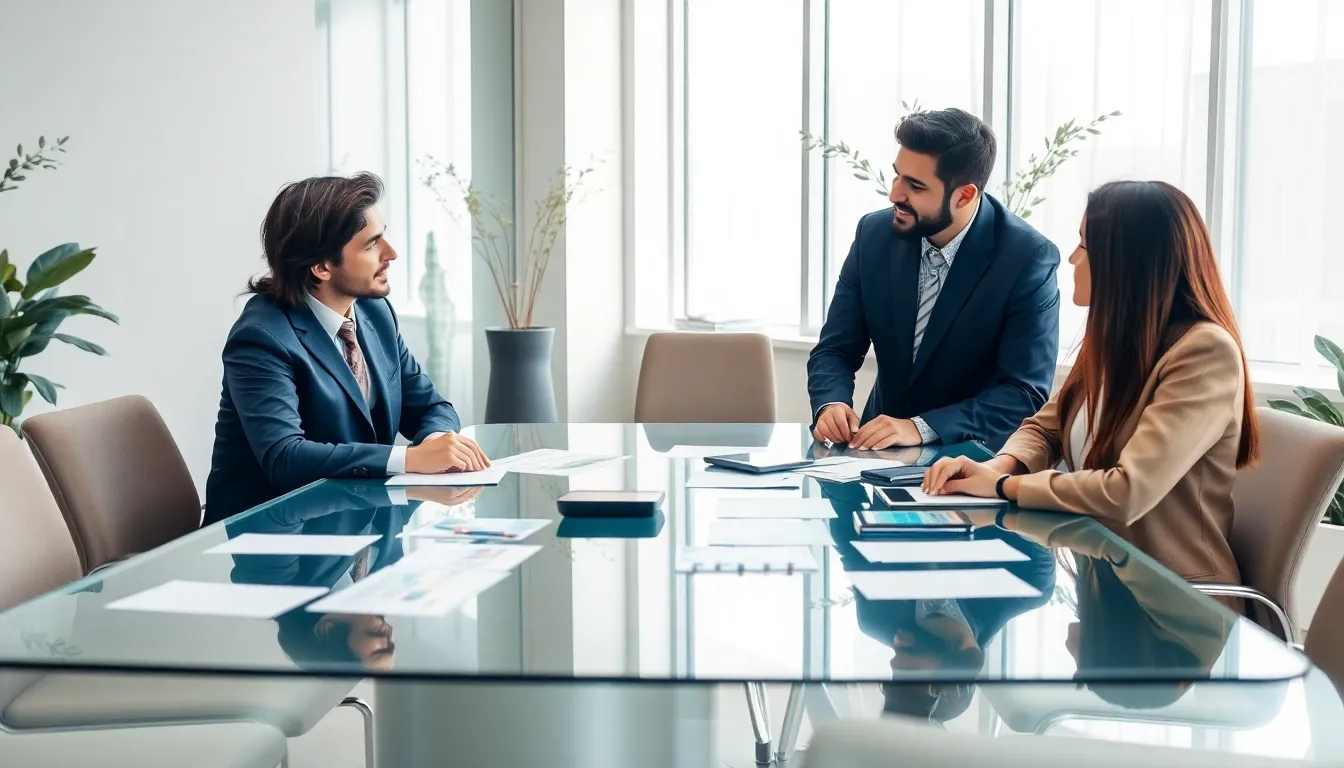 diverse team discussing the meaning of the term μαιλααδε in a modern office.