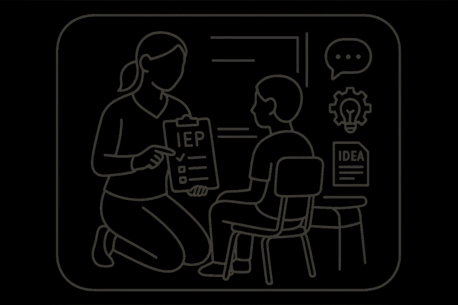 Special education teacher kneeling with student, holding an IEP clipboard. - What Makes a Great Special Education Teacher 8 Key Characteristics Every Parent and Employer Should Know In 2026