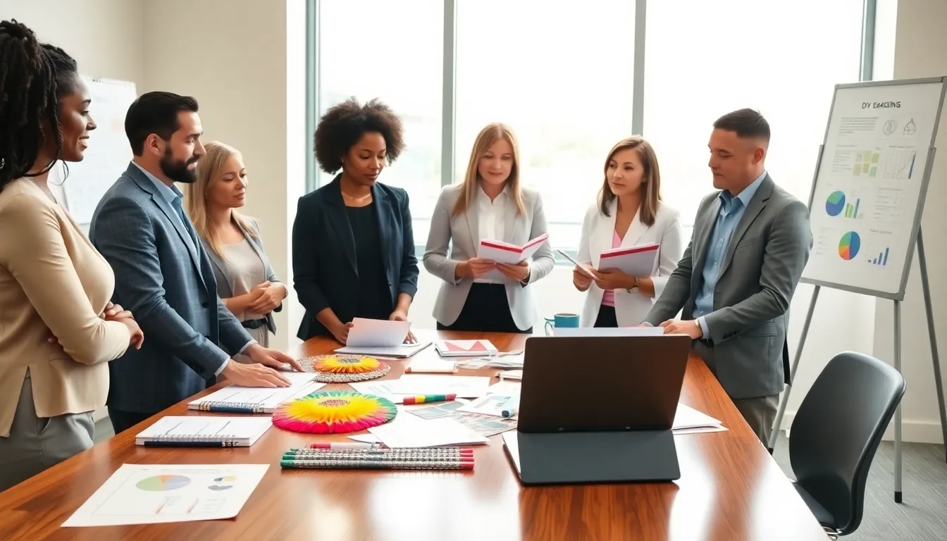 diverse team brainstorming ideas for affordable event planning.
