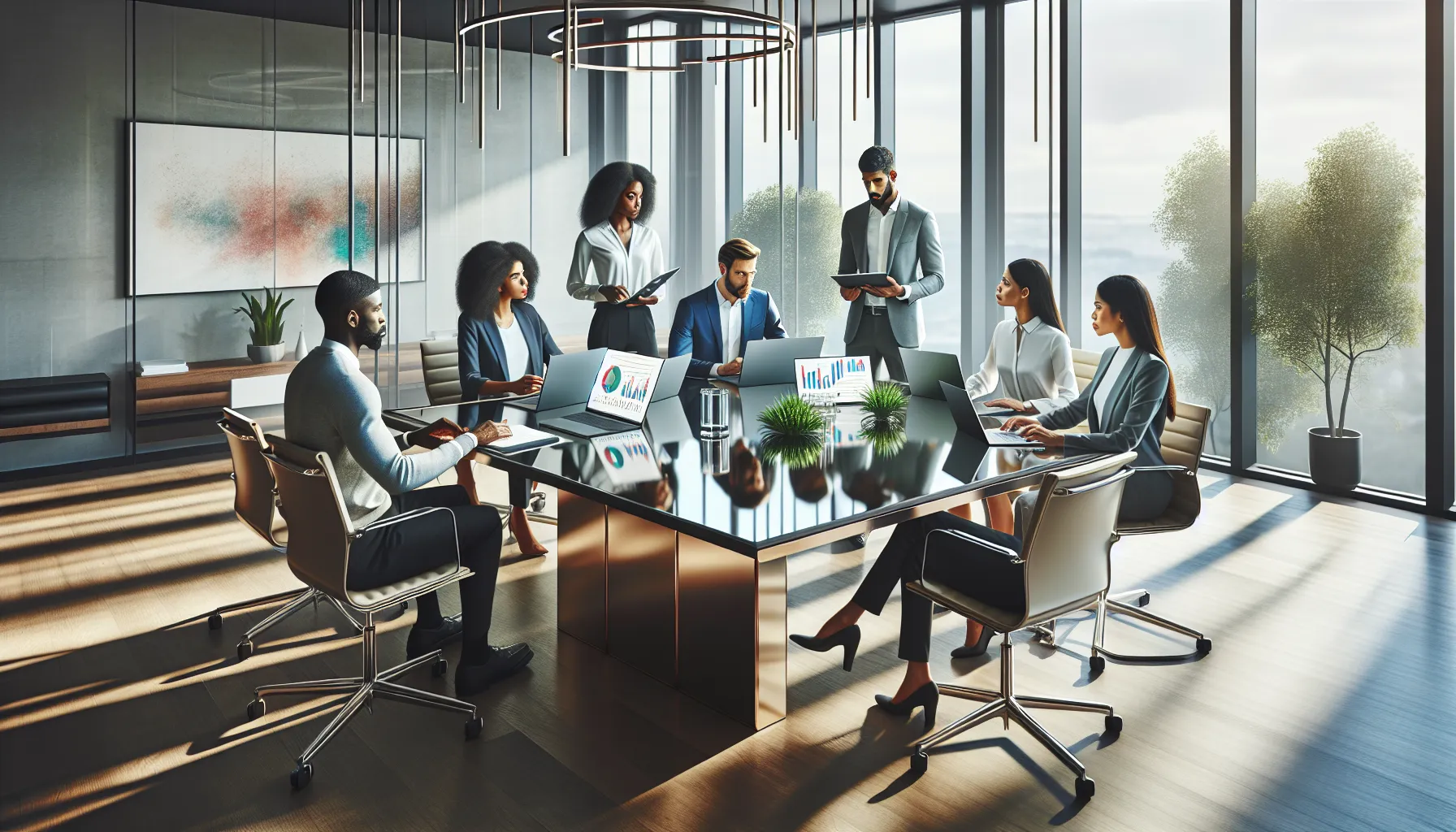 diverse professionals collaborating in a modern office.