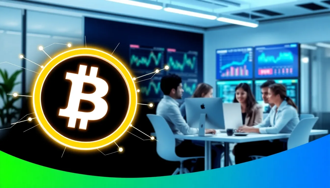 illustration of Bitclassic Coin in a modern office setting.