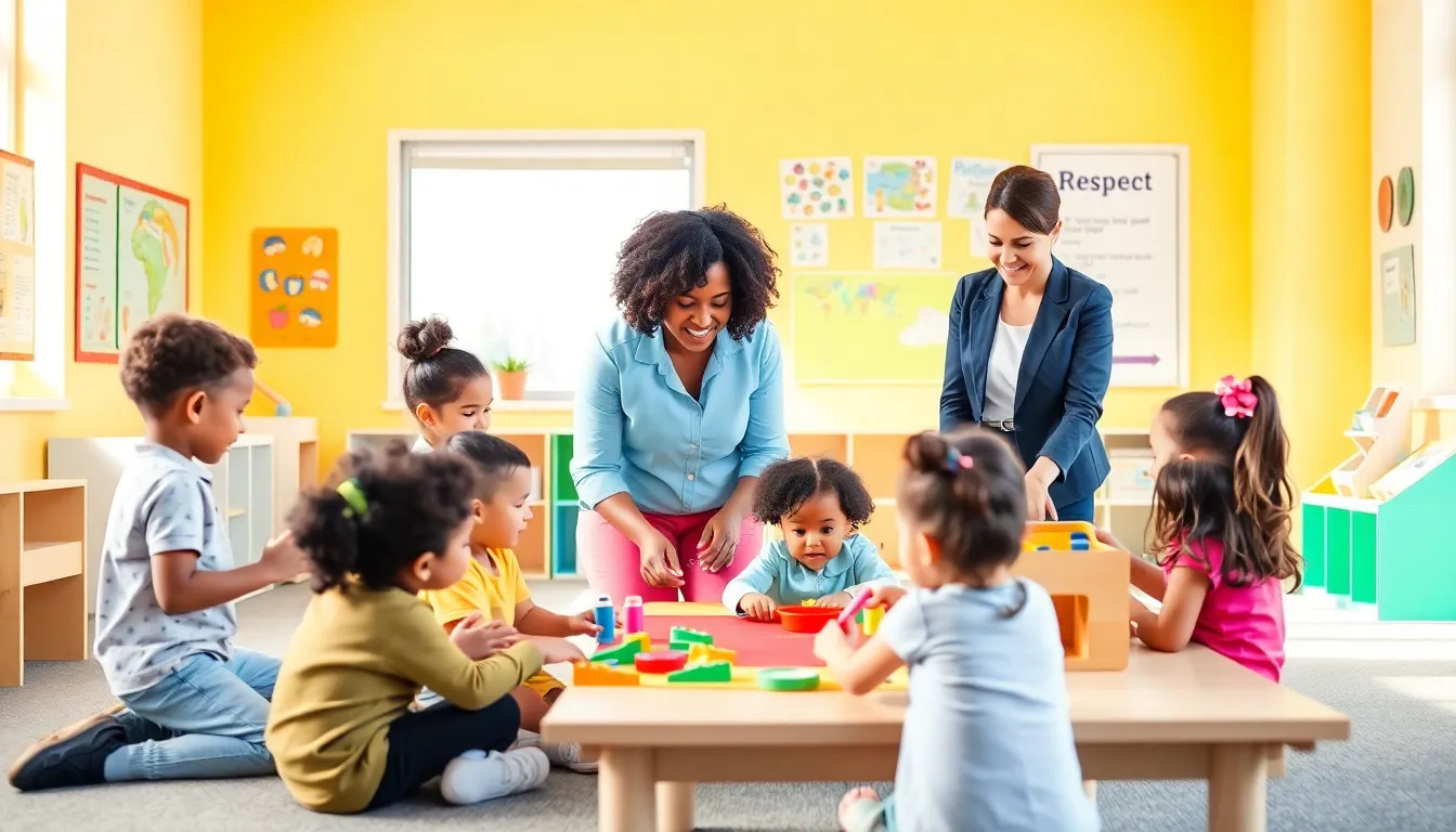 children learning in a bright, inclusive classroom.