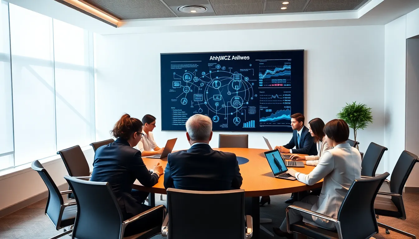 diverse professionals collaborating in a modern conference room.
