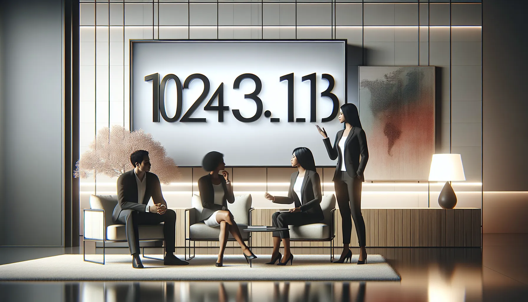 professionals discussing an IP address in a modern office.