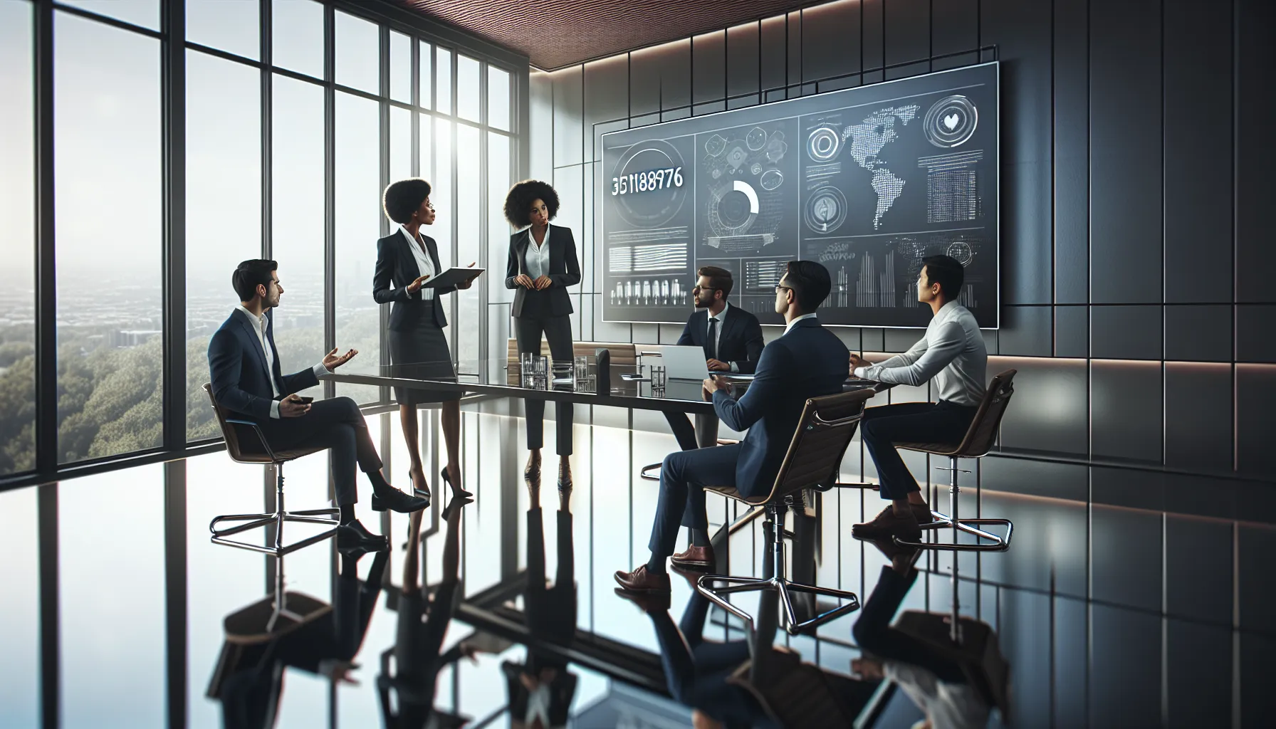 diverse team discussing data standards in a modern office.