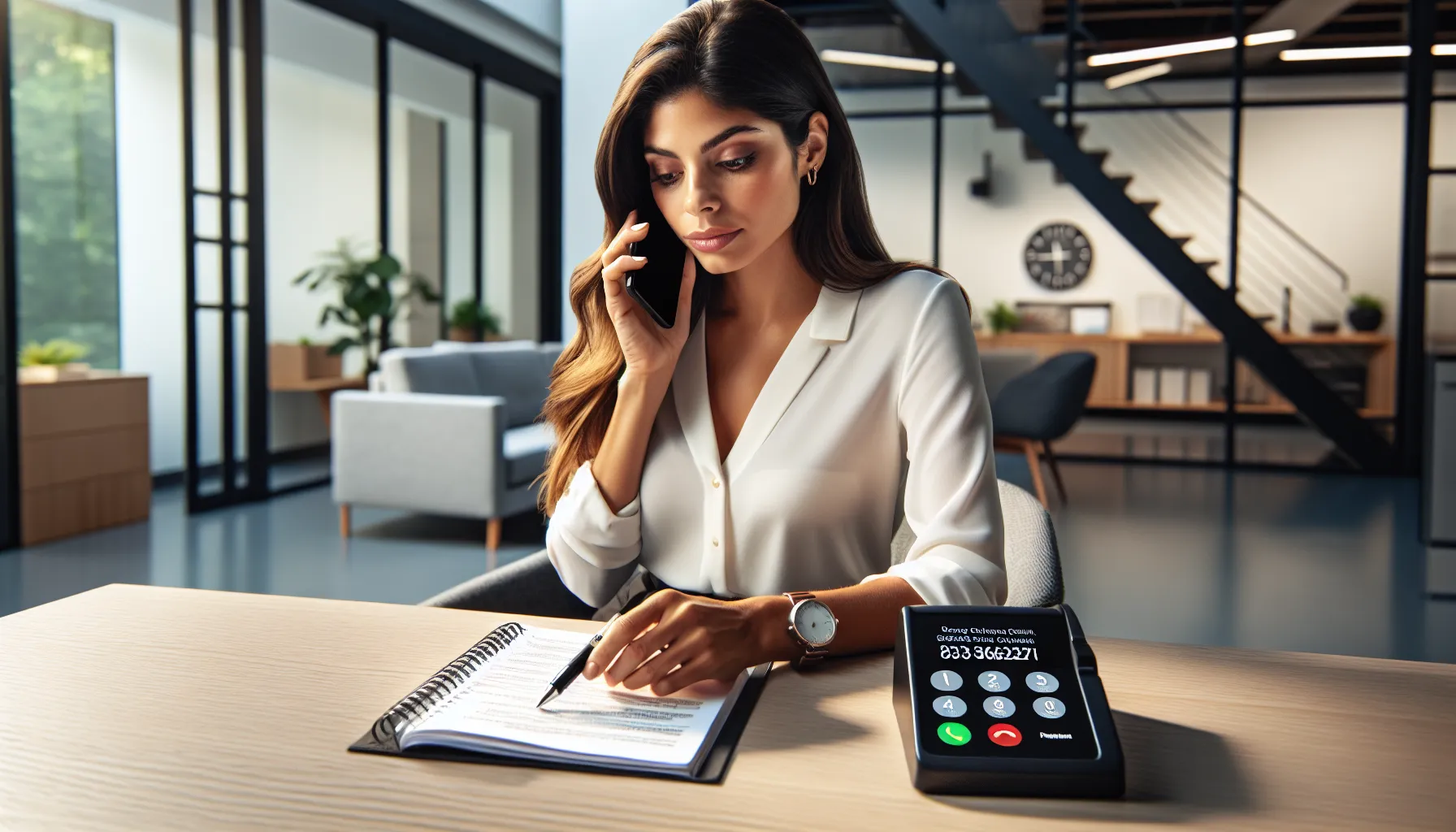 professional at desk reviewing call guidelines.