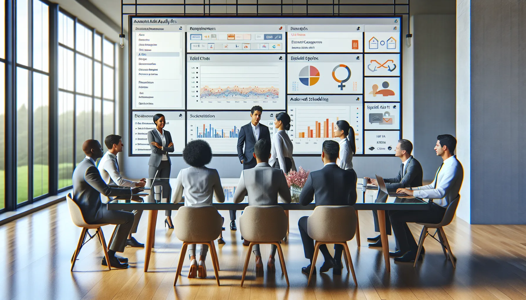 Data professionals reviewing automated Tableau dashboards and scheduled email report workflows in an office.