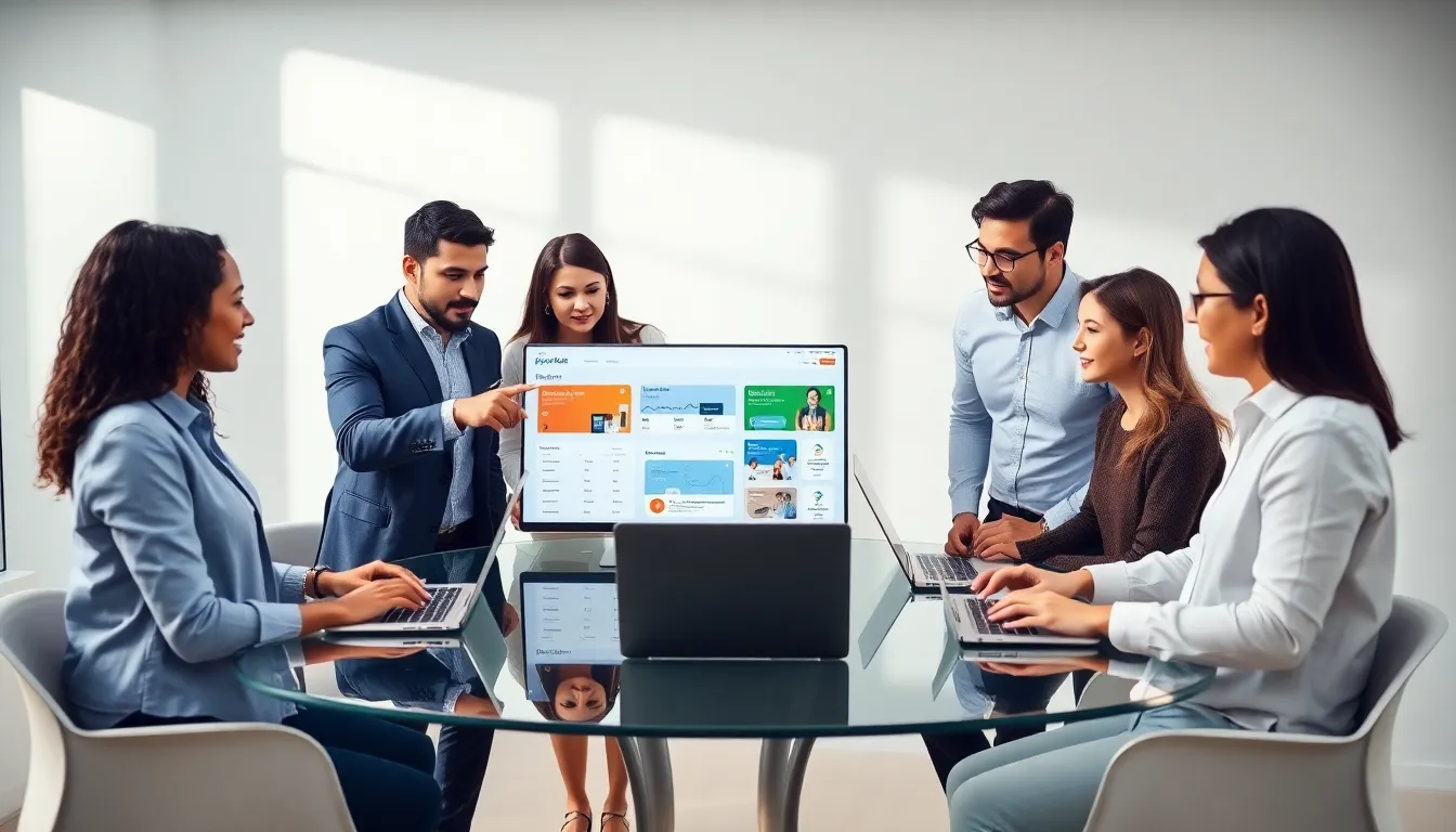diverse professionals collaborating in a modern office using Appcloseadd.