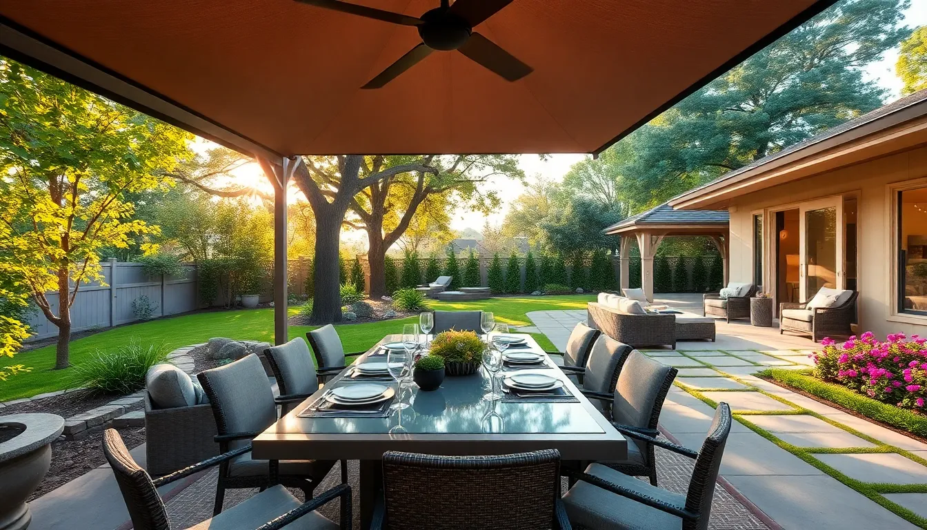 Stylish backyard setup for entertaining guests.