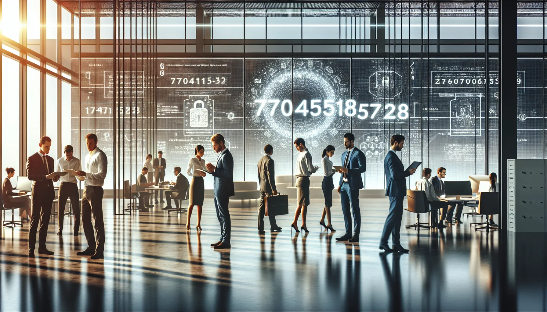 diverse professionals analyzing digital data in a modern office.